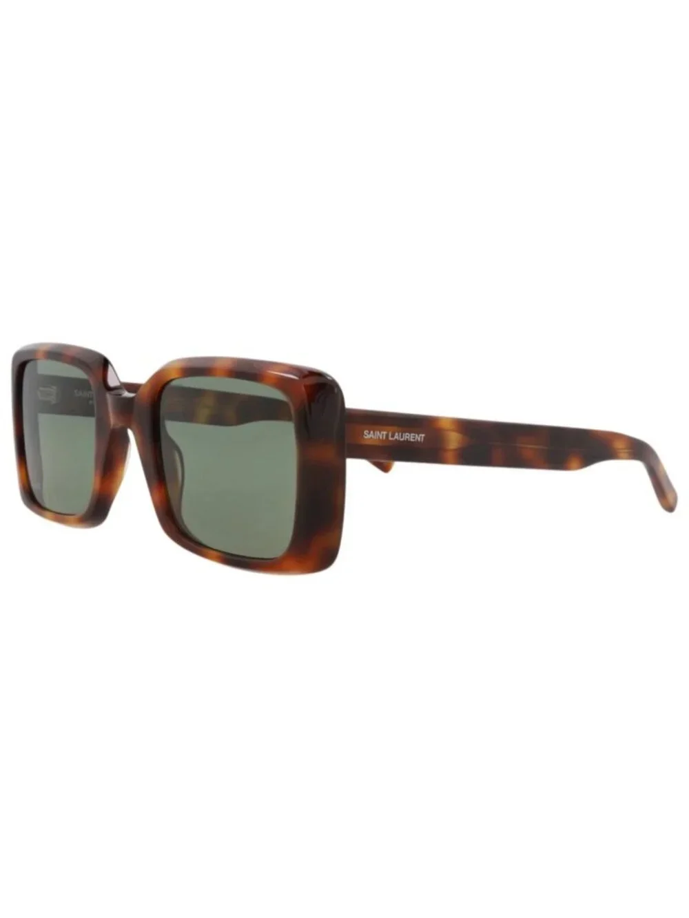 New Saint Laurent Women's Sunglasses Square Rectangle Acetate Frame Havana Green